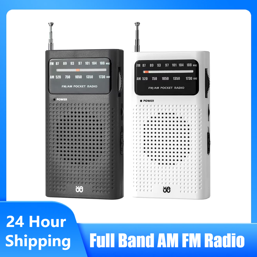 Op voorraad: noodradio voor buiten, werkt op batterijen, kleine draagbare radio, full-band am/fm-radio, mini-zakradio, overlevingsradio.