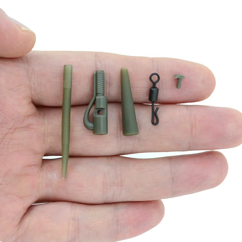 Hirisi Pinzas de plomo de seguridad para pesca de carpa, cono de goma de cola, manga antienredos, eslabones de cambio rápido, accesorios de pesca, M5-1 de aparejo, 40 piezas