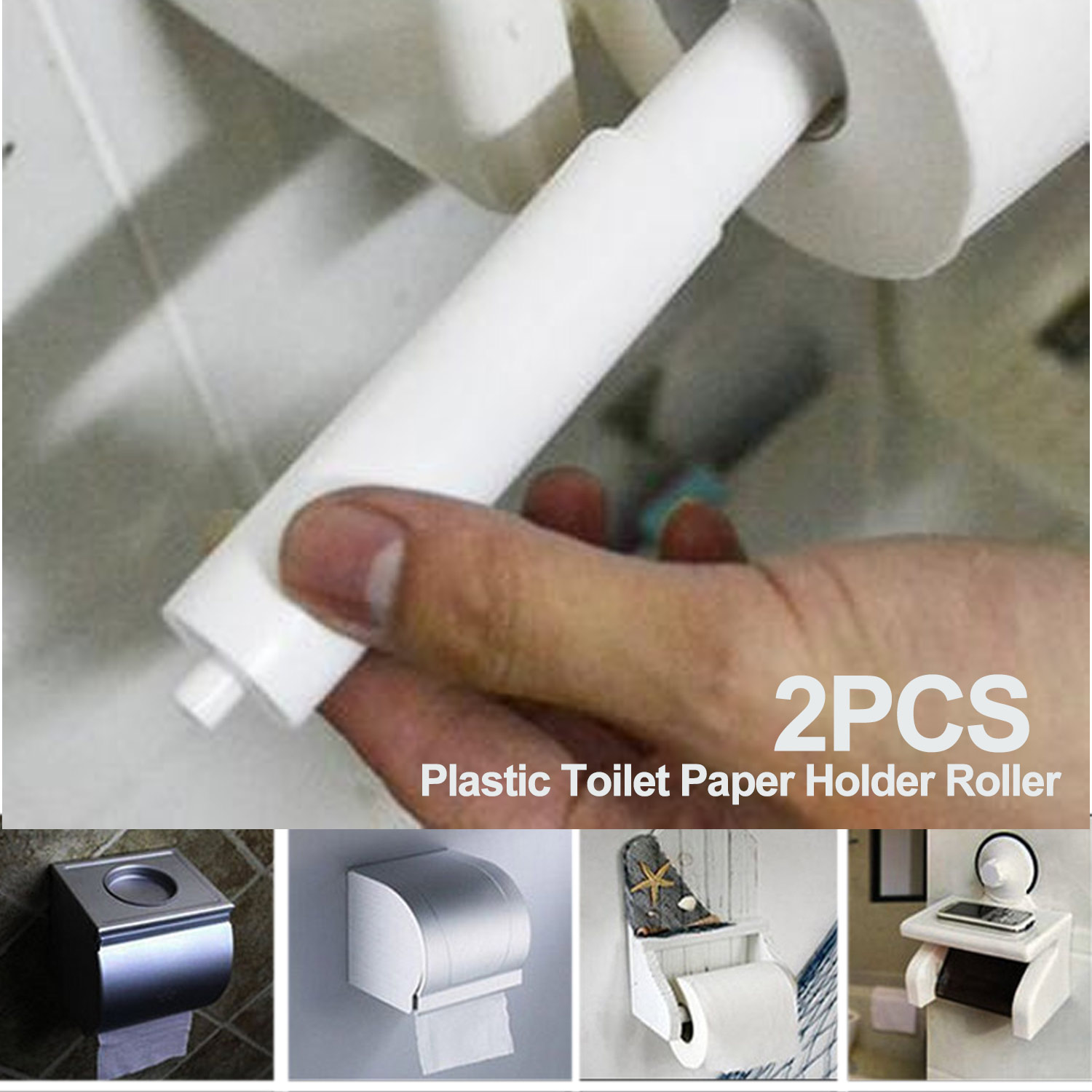 2pcs Retractable Plastic Insert Toilet Tissue Paper Holder Roller Holder Replacement Spring Loaded for Bathroom Washroom White