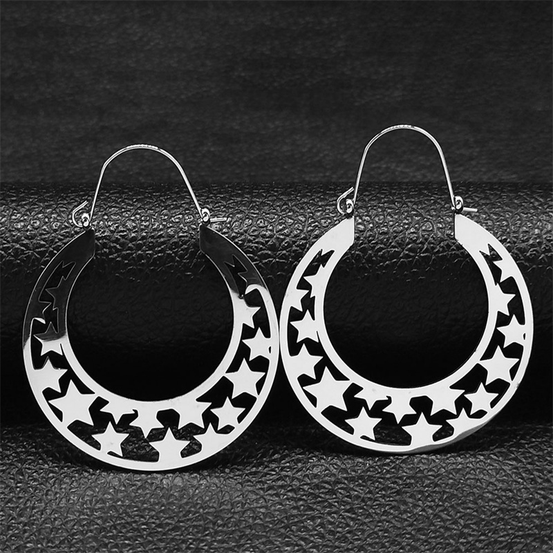 Pendientes de flor de loto de Yoga a la , pendientes de aro de acero inoxidable de Color dorado para mujer, joyería boucles d'oreilles E9360S01: Chapado en oro antiguo