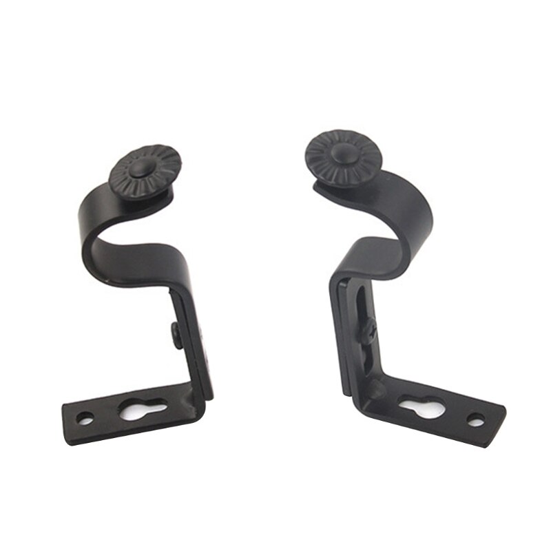 2 Pcs Adjustable Curtain Rod Bracket, Iron Hang Curtain Rod Holders, Single Rod Bracket for Walls（Black/Green Bronze）