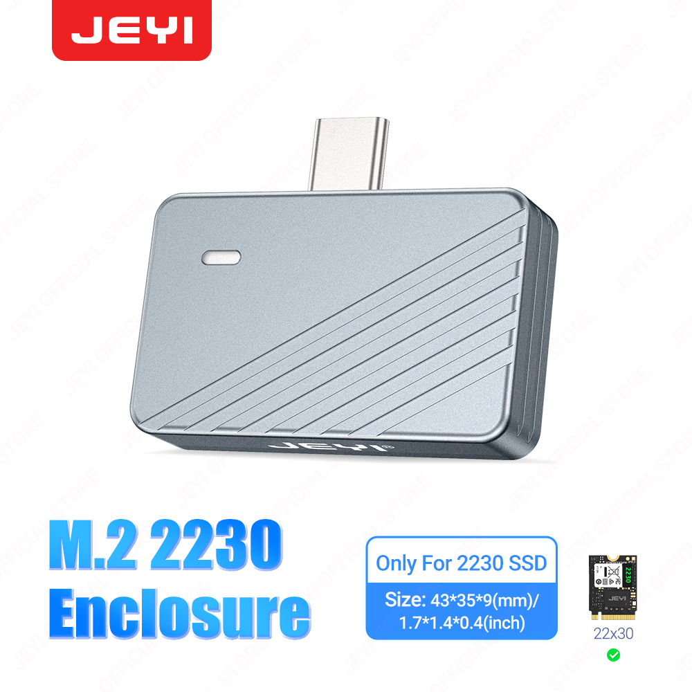JEYI 2242 2230 M.2 NVMe Direct-attach SSD Enclosure, USB 3.2 10Gbps Direct USB-C Plug Aluminum M2 Enclosure Supports UASP TRIM: Gold