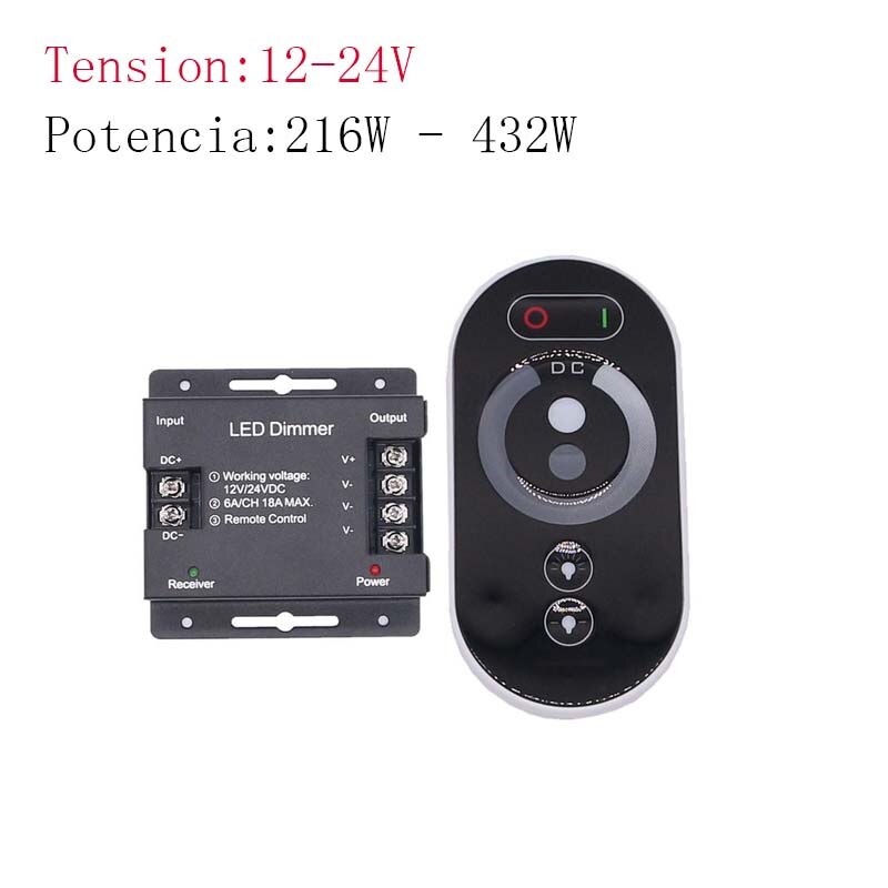 Dc 12-24 v 6a/ch 3 kanaler de un solo farve negro rf controlador led kontrol fjernbetjening taktil komplet para tira de luz led lys c