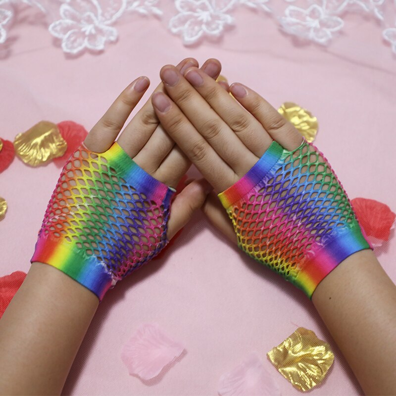 Korte mesh visnet handschoenen sexy vingerloze gothic vrijgezellenfeest punk disco dans kostuum zwarte kleur cosplay handschoenen goedkoop