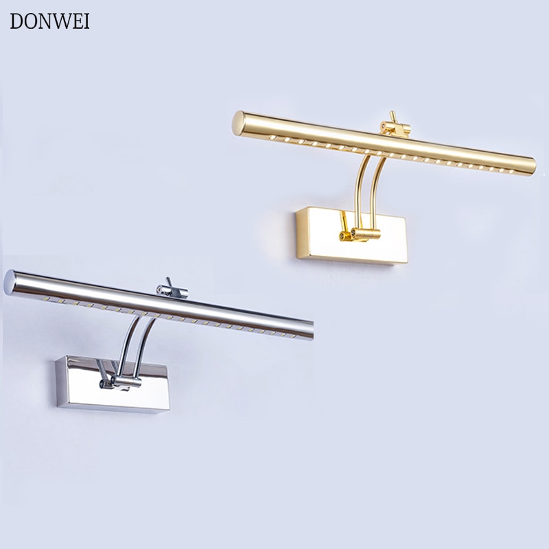 Donwei førte spejllys 40cm 5w / 55cm 7w ac85-265v moderne kosmetisk rustfrit stål væglampe badeværelse spejl frontlys