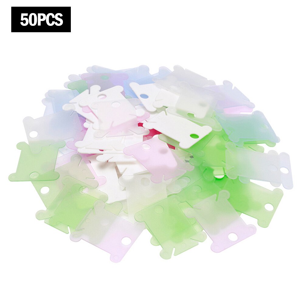 100pcs Embroidery Floss Craft Thread Bobbin Cross Stitch Storage Holder Plastic Sewing Thread Board Card Craft Kit 4cm: Mixed Color 50pcs