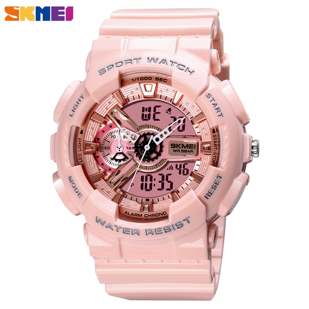 Skmei Digitale Horloge Schokbestendig Elektronische Polshorloge Heren Luxe Lichtgevende Wekker 50M Waterdicht Uur Vrouwen Horloges: pink