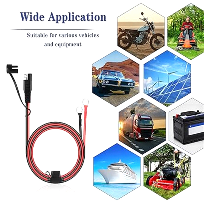 12V Charger Cable For Motorcycle Battery Terminal To SAE Quick Extension Cord Cable Connector For Battery Charger/Maintainer
