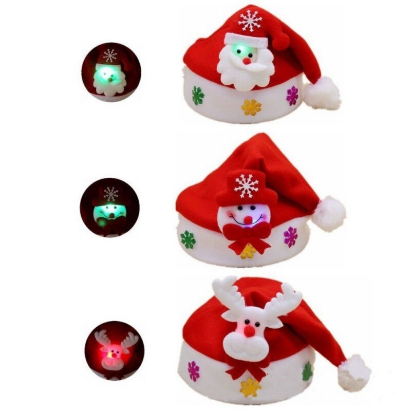 LED Light Up Christmas Hat Glow Party Headwear Decoration Supplies