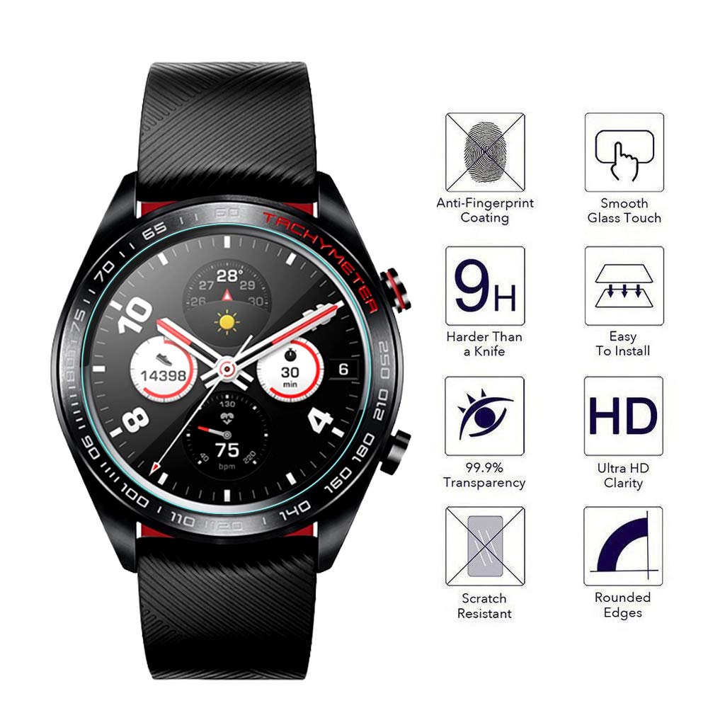 Voor Huawei Honor Horloge Magic Gehard Glas Screen Protector, 2.5D Arc Randen 9 Hardheid Hd Anti-Kras