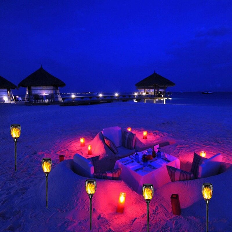 Solar Torch Lights With Flickering Flames IP65 Waterproof Outdoor Dancing Flame Torches For Garden Patio Fence Pathways