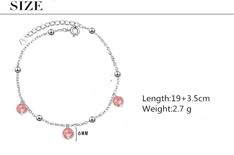 Everoyal Charme 925 Sterling Silber Fußkettchen Für Frauen Schmuck Kristall Rosa Ball Weibliche Armbänder Zubehör Mädchen