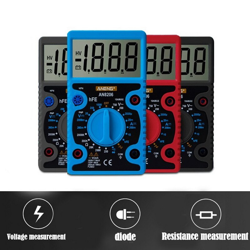 LCD Digital Handheld Multimeter Volt and Diode Freguency High-precision Large Screen Multitester Current Tester