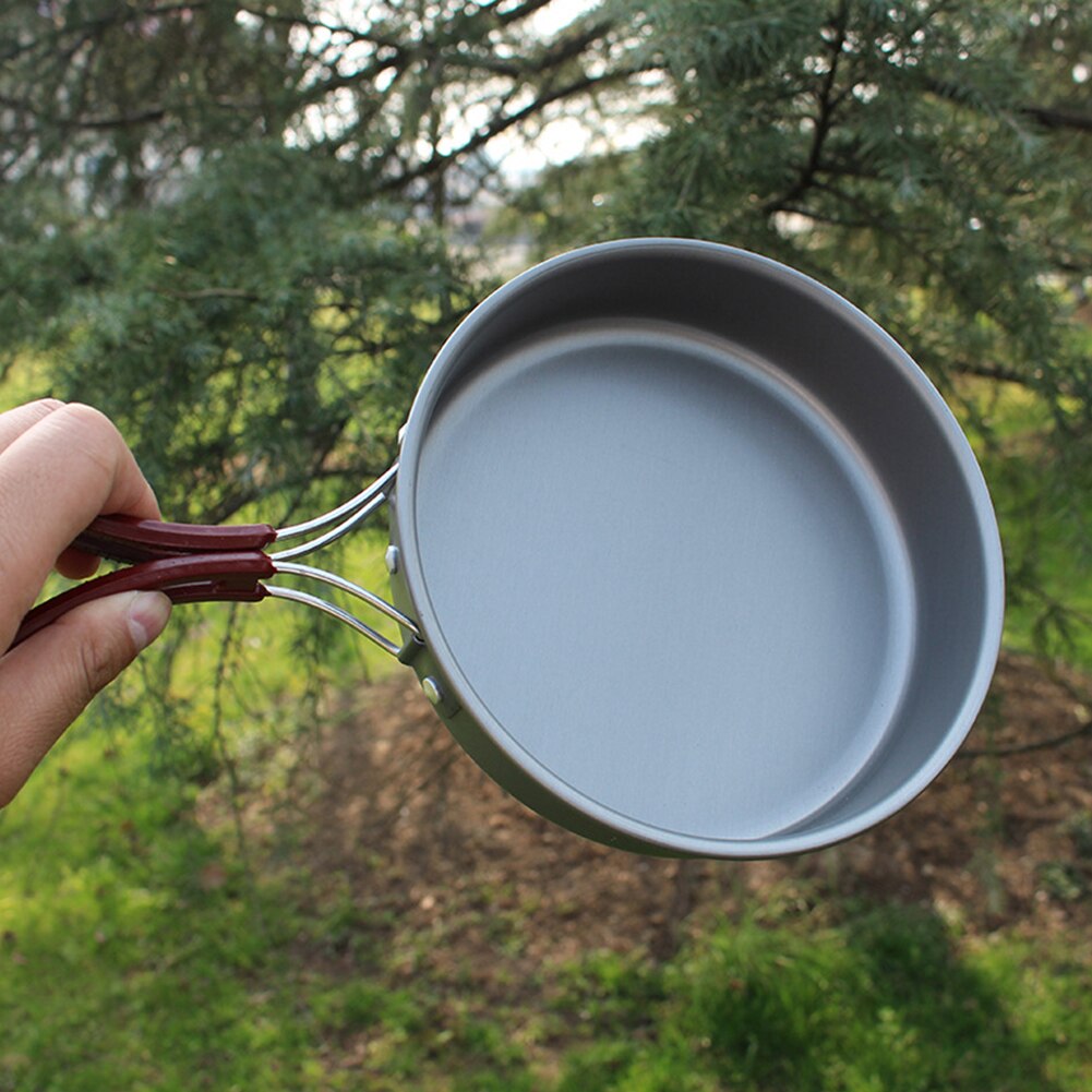 Aluminum Alloy Outdoor Camping Pot Picnic Medium Frying Pan Fry Pan Portable Single Pot Diameter 18CM 1.1L Round Pot