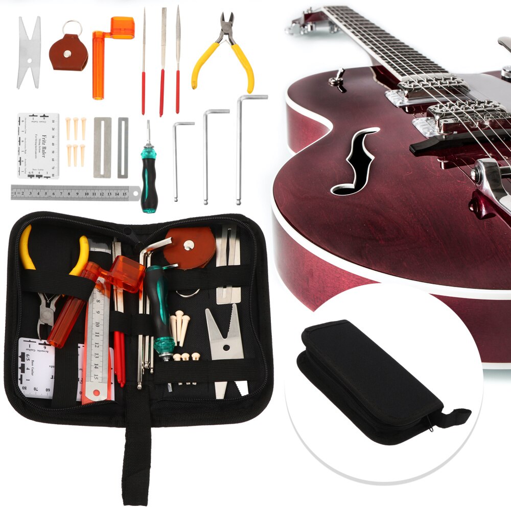 1 sæt komplet guitar reparation vedligeholdelsesværktøj holdbare reparationsdele guitar setup kit til udvendigt