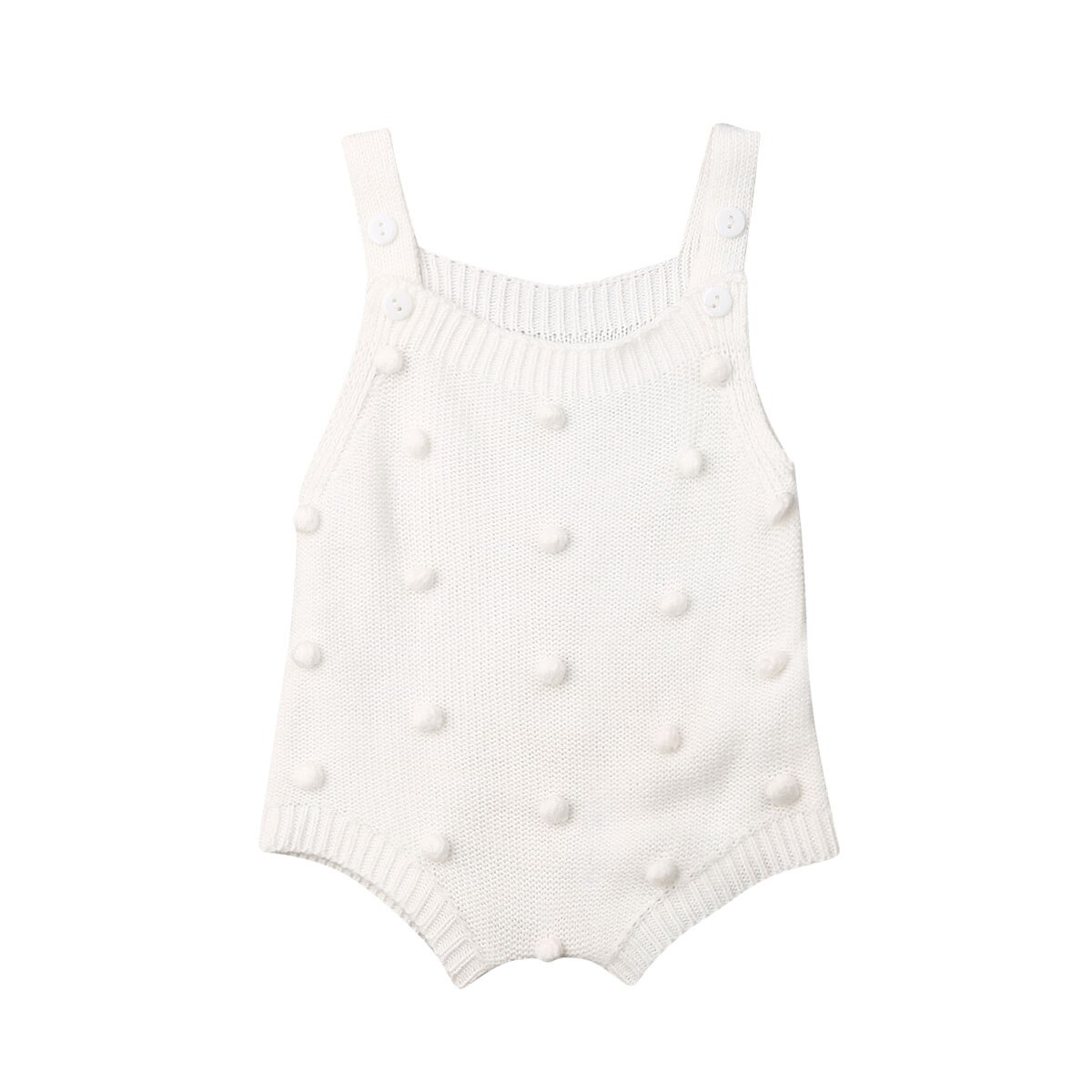 Pudcoco Gebreide Mouwloze Romper Pasgeborenen Baby Jongen Meisje Vest Babygrow Jumpsuit Winter Kleding Overalls Dots Outfits: WHITE / 6m
