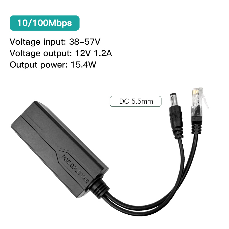 Standard POE Splitter 48V to 5V 12V 1.2A 2A Micro USB tpye-C 100M/1000M POE Camera Injector Power Supply for Huawei Hikvision: Beige / 5M