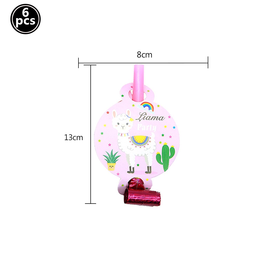Llama Cactus – vaisselle jetable à motif d'alpagas, assiettes, gobelets, serviettes, décorations pour fête prénatale: 6pcs horns