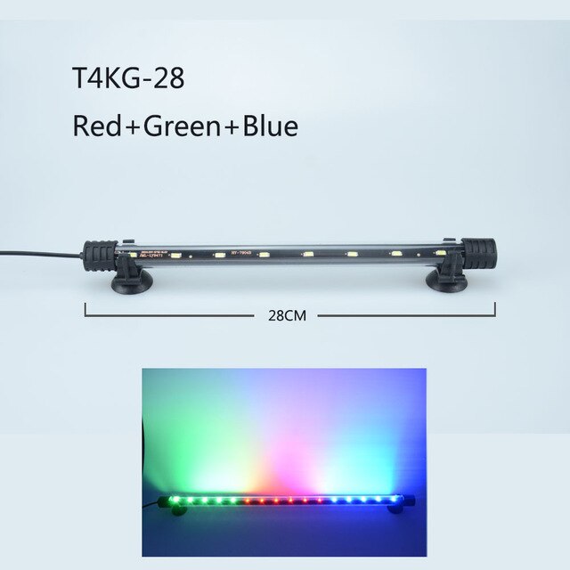 Luz LED impermeable para acuario, lámpara de pecera subacuática, decoración de acuarios, iluminación de plantas de 18-48CM, 220-240V, chip 5050: 28cm RGB