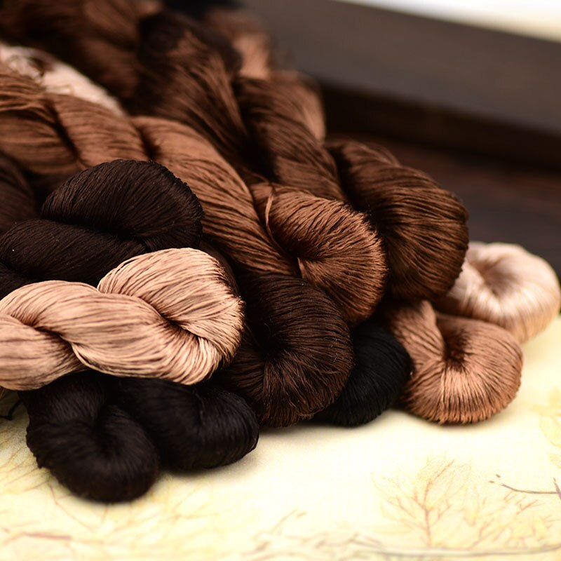 1pcs 100% silk thread hand embroidery embroider cross stitch 400m silk embroidery thread brown series 10 gradient colors