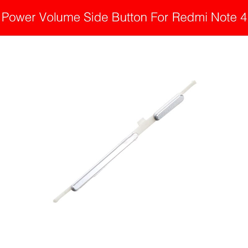 Power on/off+volym sidoknapp för xiaomi redmi hongmi red rice note 3 4 4x pro power volymkontroll reservdelar för sidoknapp: Silver not 4