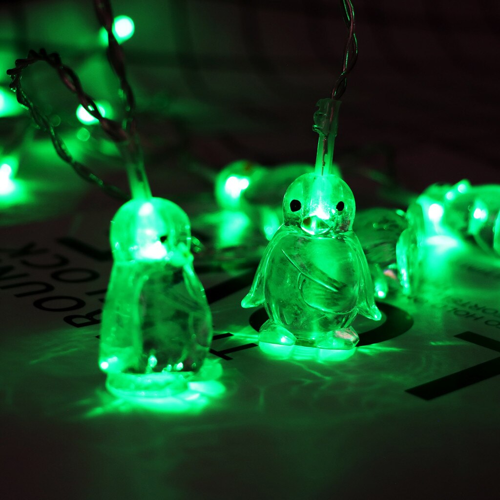 Penguin Animal Shape String Lights 10 LED 1.65M Hanging Lamp Christmas Decorations for Home Merry Christmas Year Decoration: Green