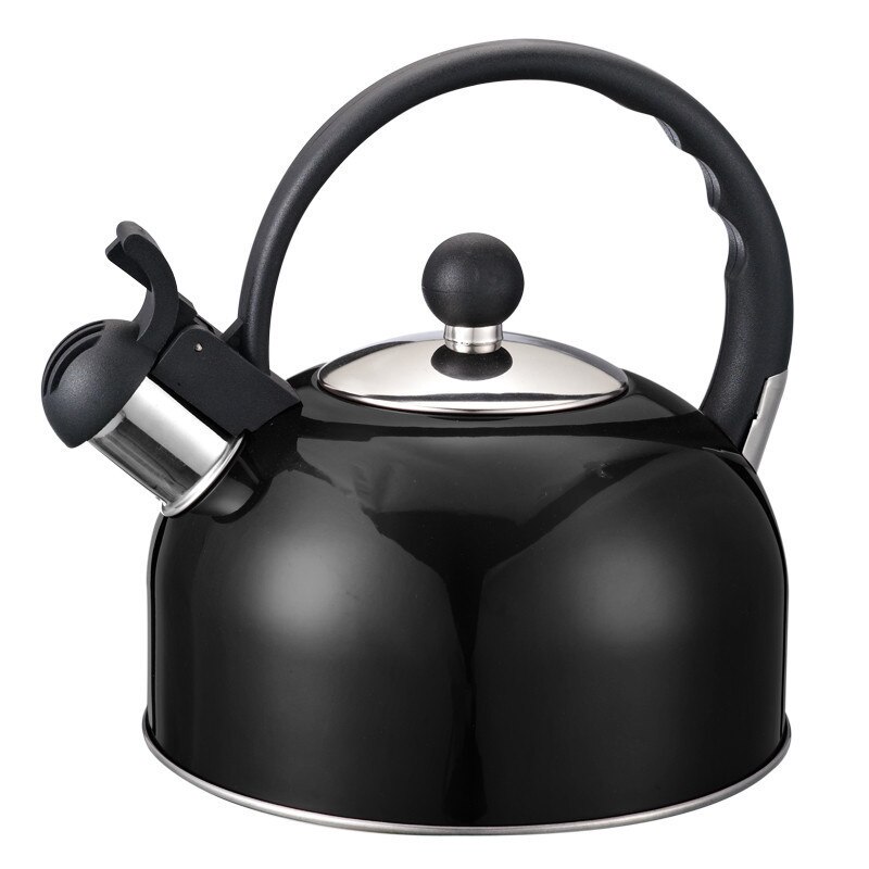 Edelstahl 2L Wasserkocher Induktionsherd Camping Wasserkocher Herde Pfeifen Wasser Gas Teekanne Kochen Werkzeuge Küche: Schwarz
