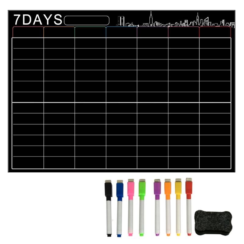 7 dagen grote magnetische whiteboard weekplanner voor keukenkoelkast met 8pc pennen en 1pc magnetische achterwissers