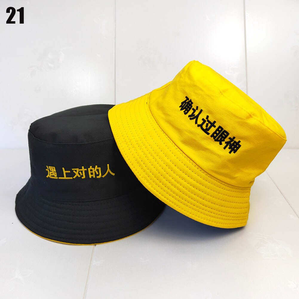 Hoed zomer student dubbelzijdige pet vissershoed chinese borduurwerk zonnehoeden opvouwbaar katoen