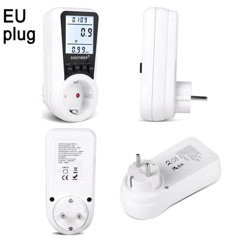 Electricity Usage Monitor Digital Wattmeter AC Power Meter 110V-230V Energy Meter Socket Power Monitor EU/US/UK/BR Plug