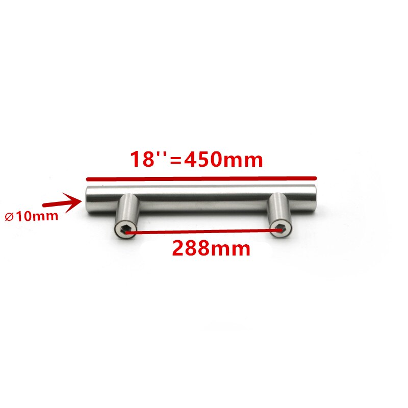 50Mm Tot 500Mm Roestvrijstalen Keuken Deur Kast T Bar Handvat Pull Knop Kabinet Knoppen Handvat Kast lade Handvat: 18 inch 288mm