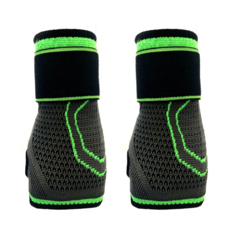 Muñequera deportiva Unisex para levantamiento de pesas, muñequera de nailon para gimnasio, soporte de muñeca para Fitness, culturismo, 2 uds.: Green (1Pair) / M