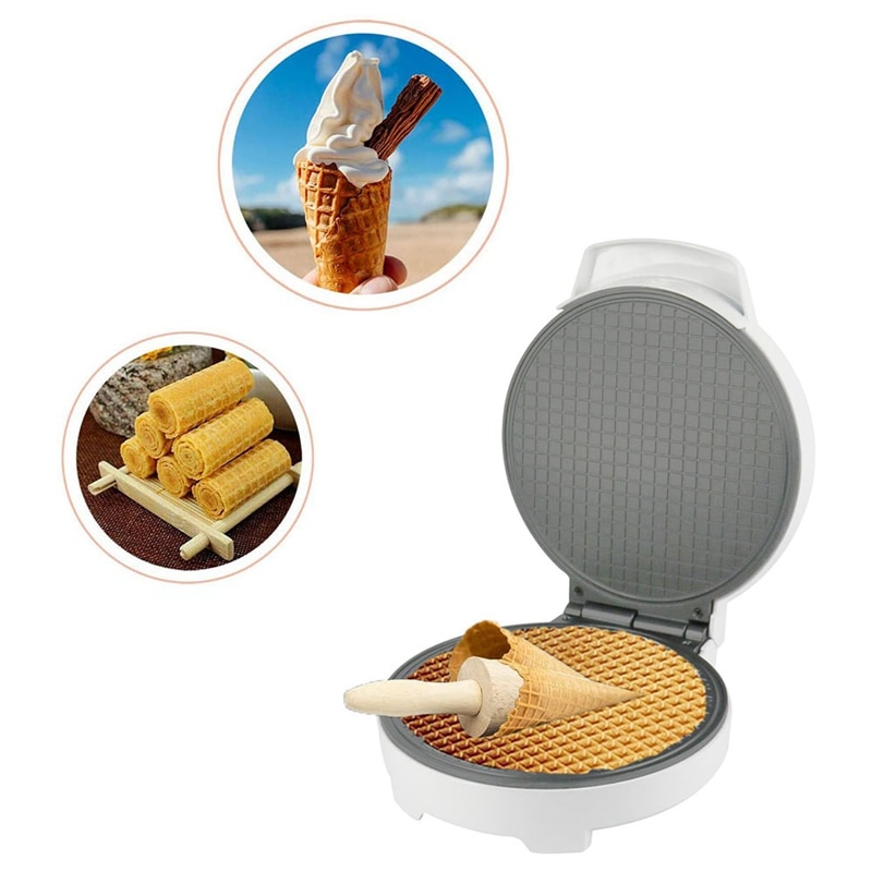 Elektrisk krispig äggrulle maker omelett crepe bakpanna våffla pannkaka ugn diy glass kon maskin uk plug