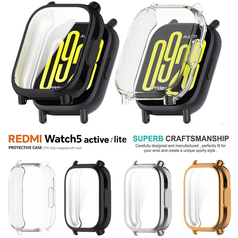 Gehard glas + pc-hoes voor Xiaomi Redmi Watch 5 Actieve / Lite Cover Zachte TPU-schermbeschermer Horlogekasten voor Redmi Watch 5 Lite