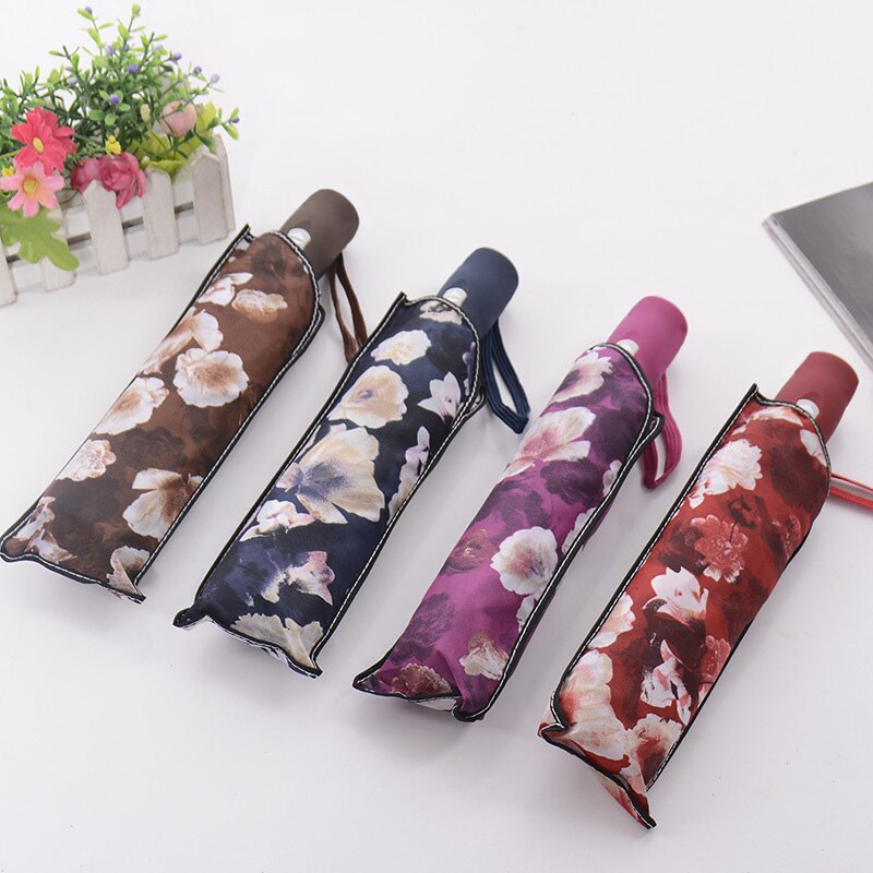 Flower Automatic Umbrella Rain Women Men 3Fold Light and Durable Strong Colourful Umbrellas Kids Rainy Sunny