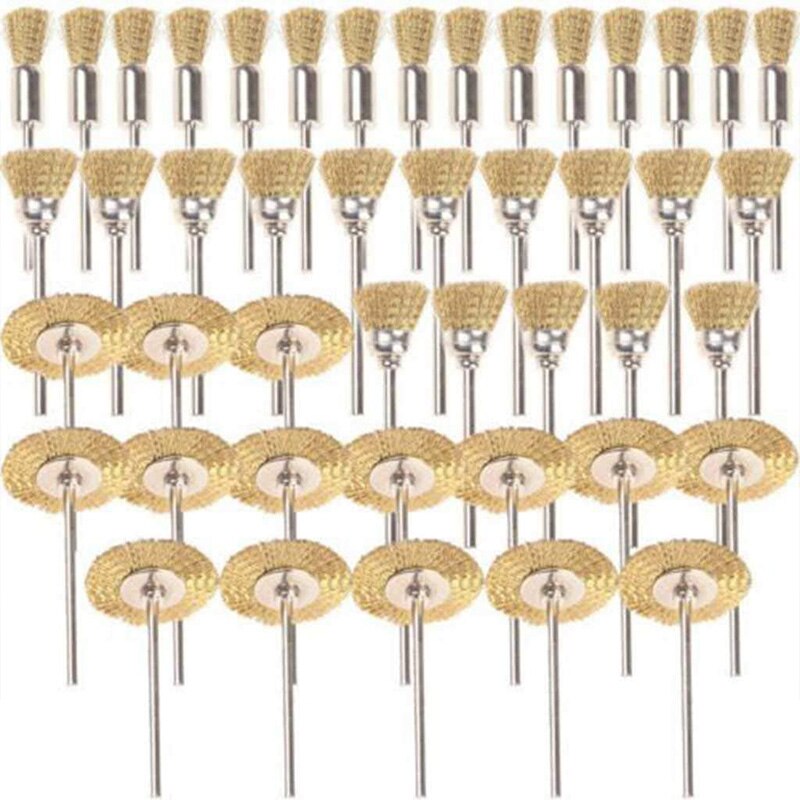 Shgo -45 Pc Brass Wire Wheel Borstels Draad Borstels Set Voor Accessoires Rotary Gereedschap Polish Schoon