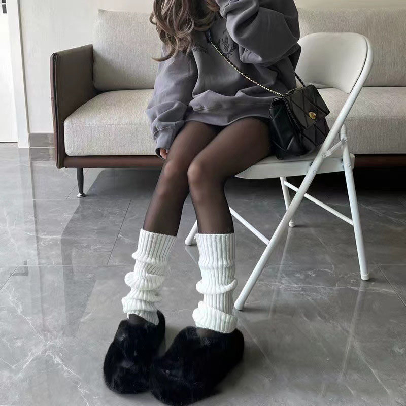 rozaduras piernas calcetines largos lana Lindo leg warmers Calcetines de punto Lolita para mujer, calentador de piernas de chica dulce, Bola de lana, cubierta de pie de punto, Cosplay, otoño, invierno,: Azul