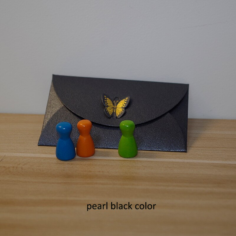 100 pçs/lote 10x6 cm 250gsm embrassed Bonito de ouro Borboleta Clasp Envelopes/Convite da Festa de casamento, coisas Vip cartões, Namecards: pearl black color