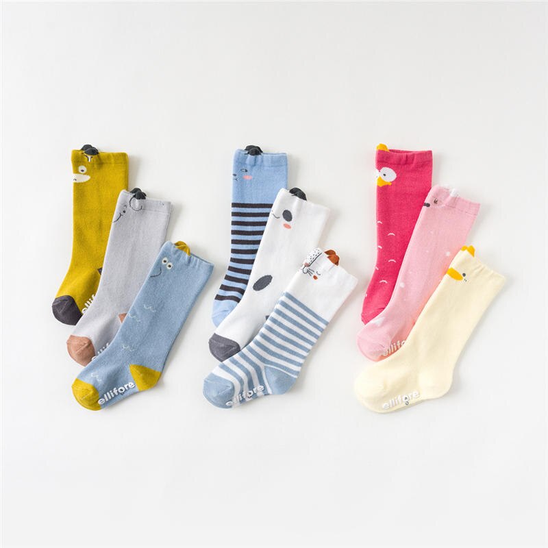 Wecute Blauwe Strepen Katoenen Kids Sok Anti Slip Cartoon Knie Hoge Babysokjes Voor Jongens Meisjes Baby Accessoires Beenwarmers