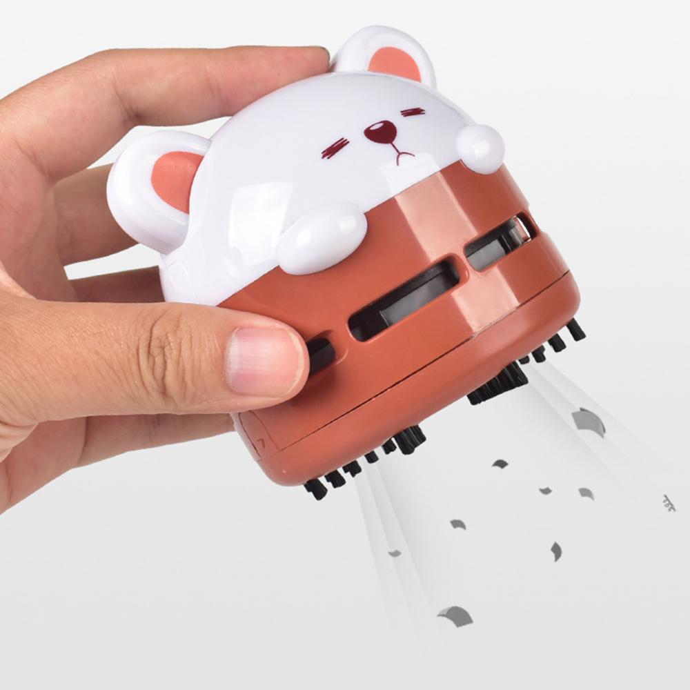 Mini aspirateur de bureau Portable, ours de dessin animé, chargement USB, veilleuse, clavier, nettoyant de Table pour véhicule, balayeuse de Table