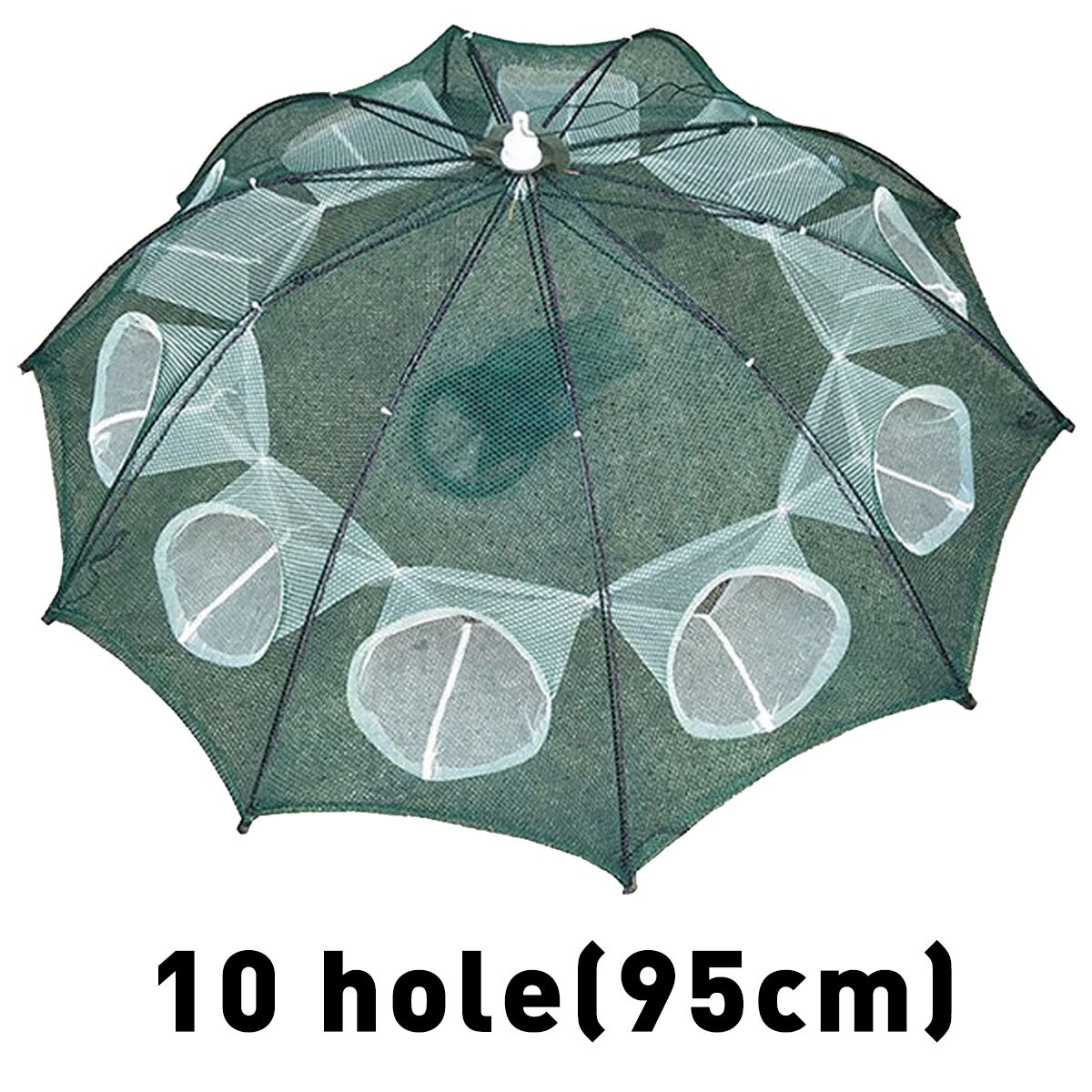 Durable 4-20 Holes Automatic Folding Fishing Net Shrimp Cage Nylon Foldable Crab Fish Trap Cast Net Cast Folding Fishing Network: 10 Sides 10 holes