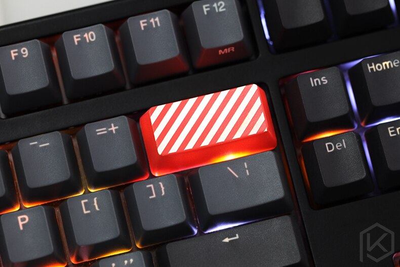 Novelty Shine Through Keycaps ABS Etched, Shine-Through stripe black red for custom mechanical keyboard enter backspace 2.25u 2u