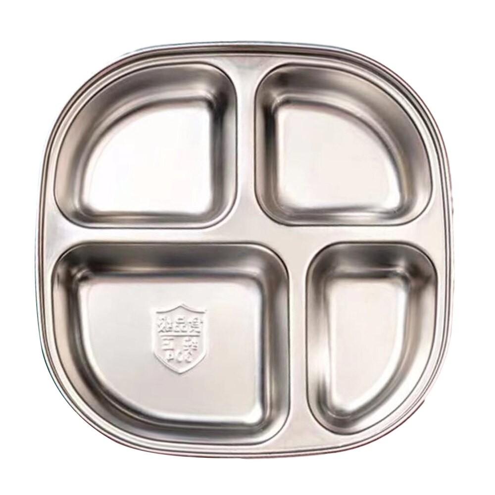 Durable Stainless Steel Divided Dinner Tray Lunch Container Food Plate for School Canteen Section Safe Healthy