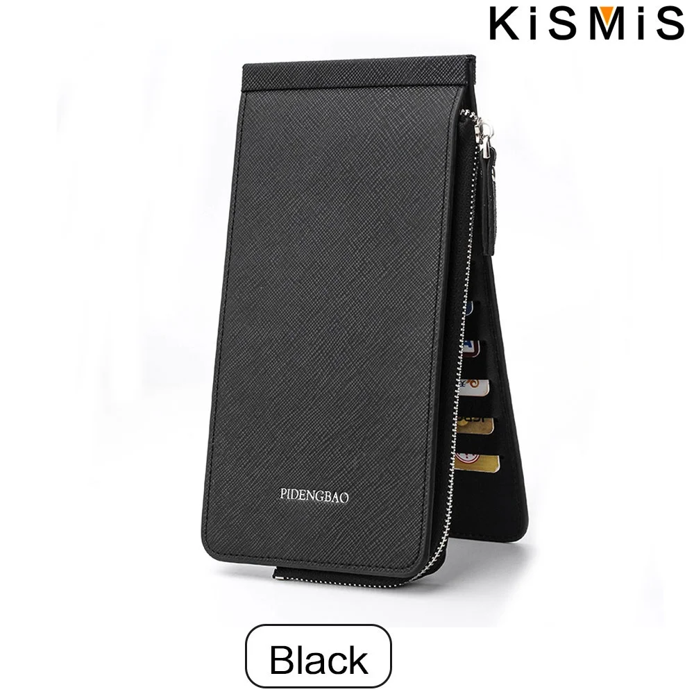 KISMIS RFID Blocking Bifold Wallet - multi-card case with zipper pocket ID holder credit card manager