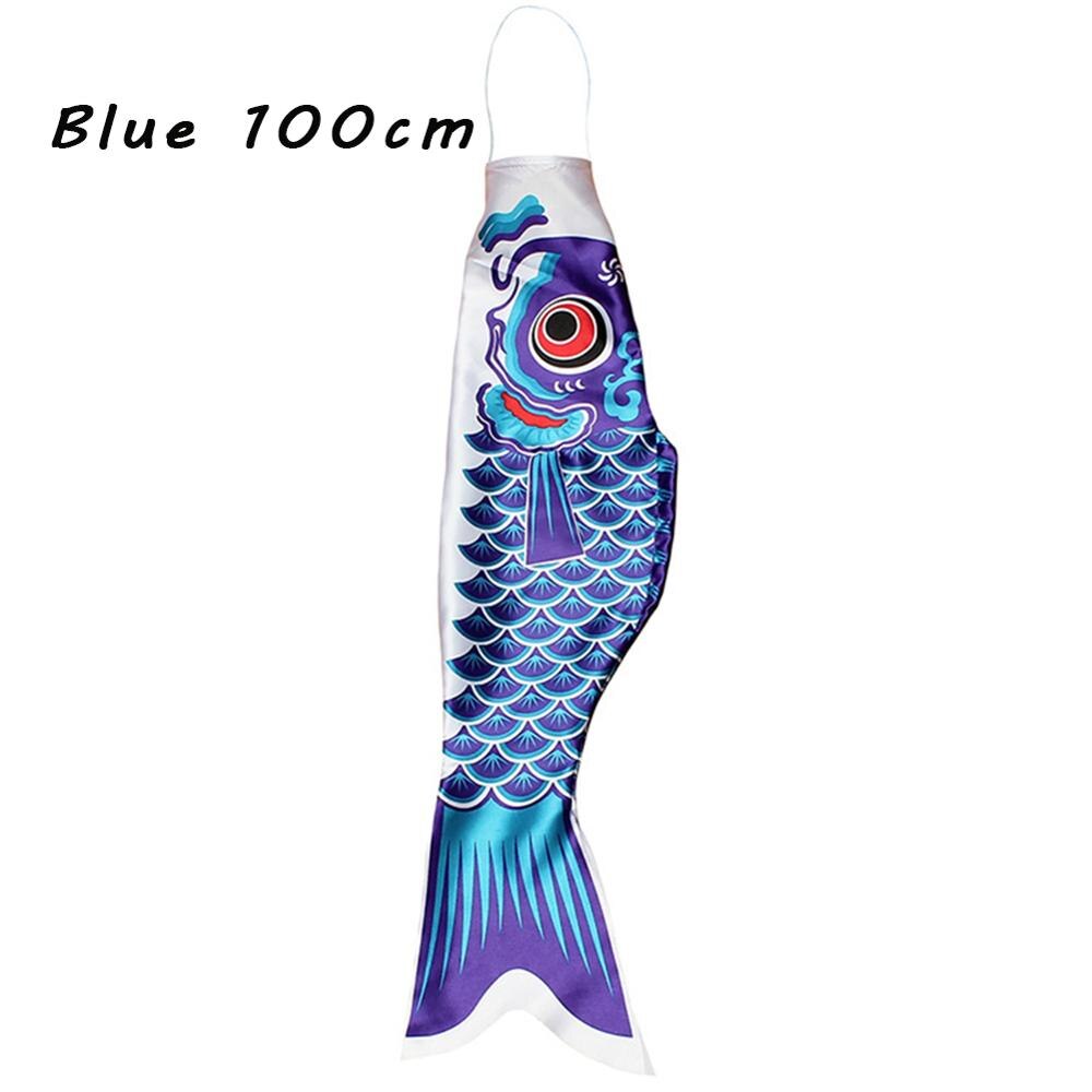 Pez de dibujos animados, Bandera de calcetín de viento, colorido estilo japonés, calcetín de viento de carpa mini Koinobori, , serpentín de pescado, adornos de doméstica: Blue 100cm