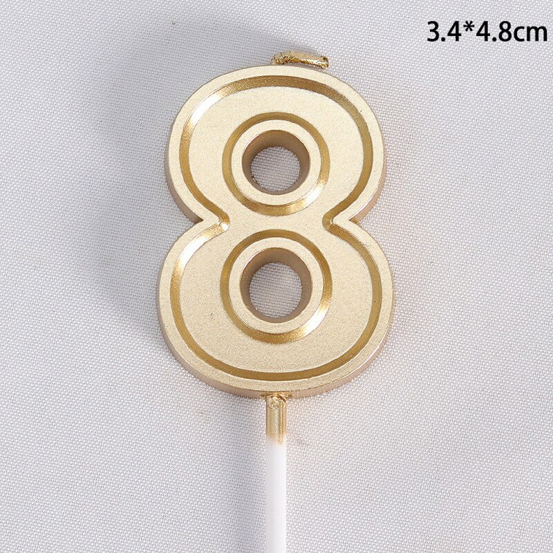 Gold Happy Birthday Number Cake Candles 0 1 2 3 4 5 6 7 8 9 Cake Topper Kids Girls Boys Bar Baby Party Supplies Decoration: 8