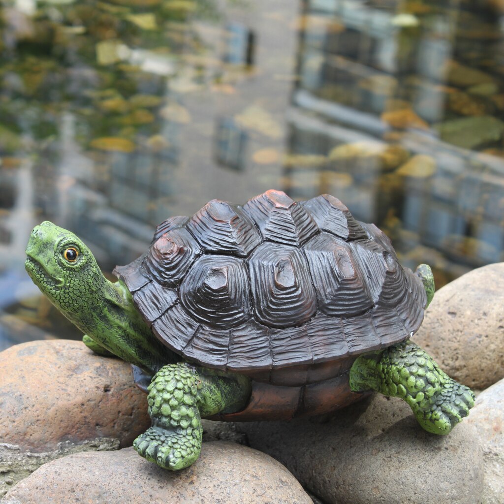 Resin Craft Realistic Turtle Statue Pond Ornament Home Art Decor