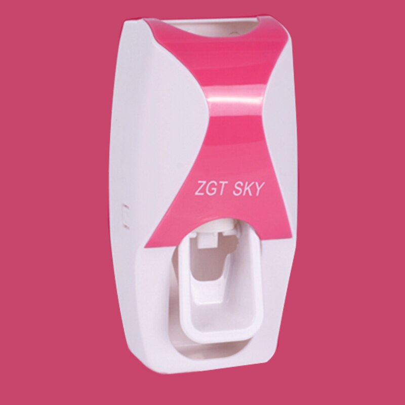 Dispenser automatico di dentifricio, Set di portaspazzolino, aspirazione antipolvere e appiccicosa, spremiagrumi per bagno a parete: Pink squeezer