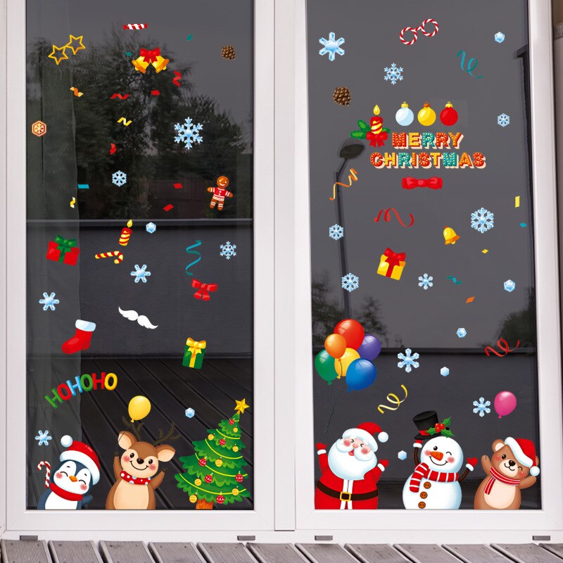 Kerst Element Cartoon Elektrostatische Stickers Vensterglas Scene Layout Decoratie Muurstickers Zelfklevende