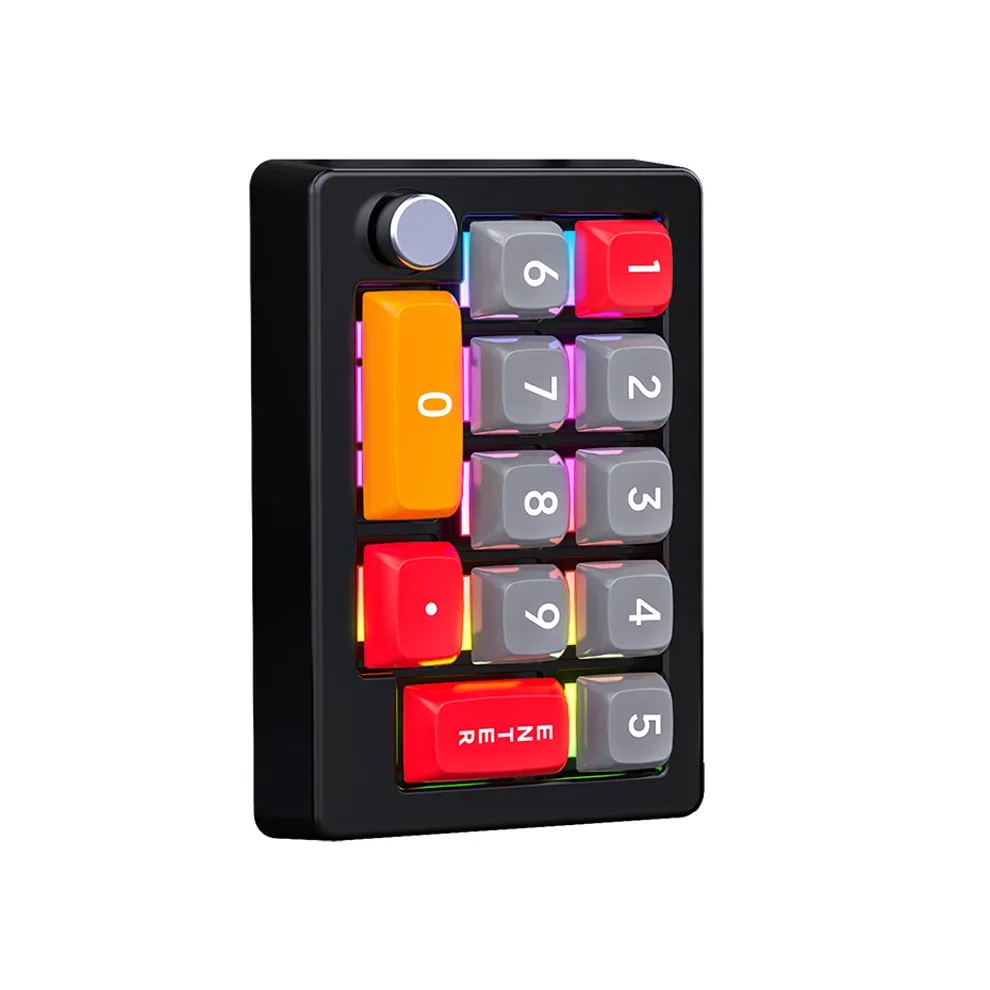 12 Tasten USB-kabelgebundene mechanische Tastatur, Multifunktionsknopf RGB-LED-Tastatur mit Hintergrundbeleuchtung, Makrounterstützung für einhändige Spielen-Tastatur
